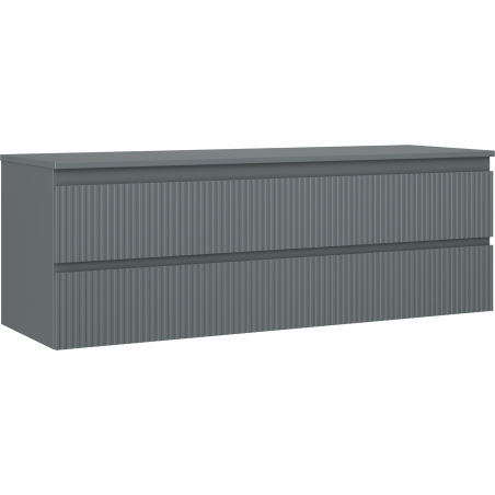 Mexen Rivel koupelnová skříňka pod umyvadlo 140 cm s deskou, 2 zásuvky, drážkovaná, grafit mat - 91A20-14047-2-BFFC66