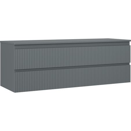 Mexen Rivel koupelnová skříňka pod umyvadlo 140 cm s deskou, 2 zásuvky, rýhovaná, grafit mat - 91A20-14047-2-BFFC66