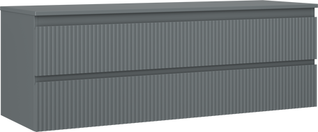 Mexen Rivel koupelnová skříňka pod umyvadlo 140 cm s deskou, 2 zásuvky, drážkovaná, grafit mat - 91A20-14047-2-BFFC66