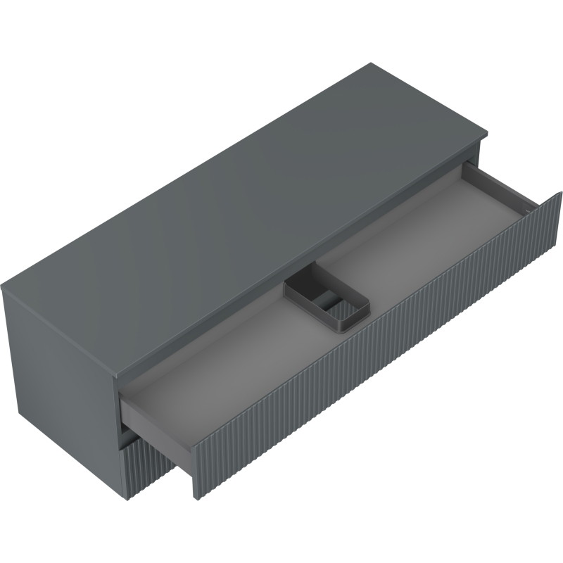 Mexen Rivel koupelnová skříňka pod umyvadlo 140 cm s deskou, 2 zásuvky, drážkovaná, grafit mat - 91A20-14047-2-BFFC66