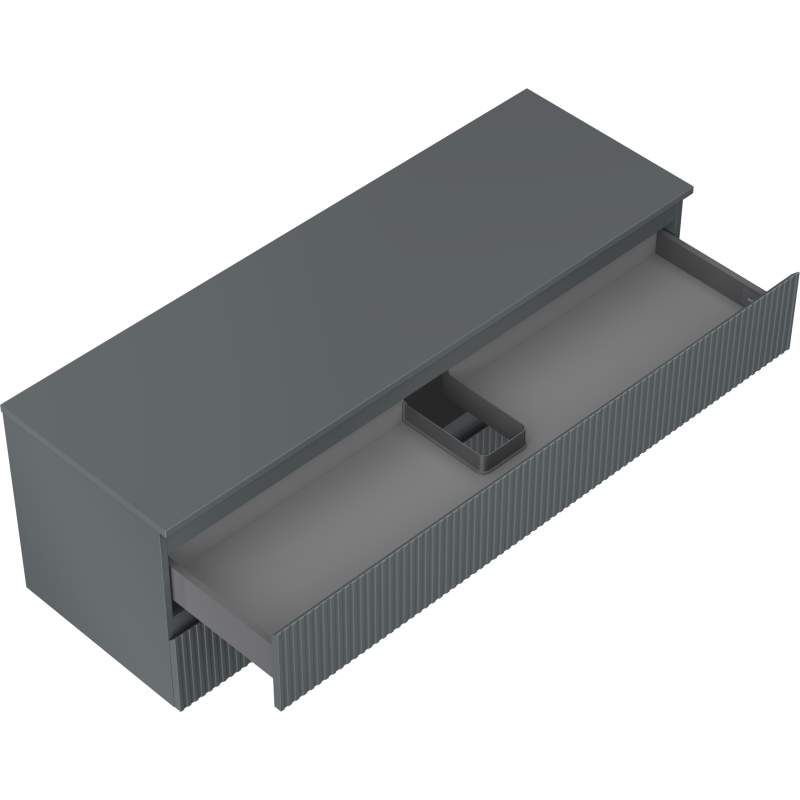 Mexen Rivel koupelnová skříňka pod umyvadlo 140 cm s deskou, 2 zásuvky, rýhovaná, grafit mat - 91A20-14047-2-BFFC66