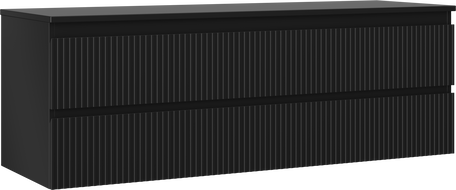 Mexen Rivel koupelnová skříňka pod umyvadlo 140 cm s deskou, 2 zásuvky, drážkovaná, černá mat - 91A20-14047-2-BFFC71