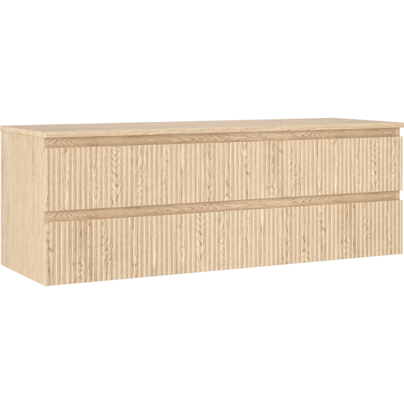 Mexen Rivel koupelnová skříňka pod umyvadlo 140 cm s deskou, 2 zásuvky, drážkovaná, dub - 91A20-14047-2-BFFC81