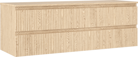 Mexen Rivel koupelnová skříňka pod umyvadlo 140 cm s deskou, 2 zásuvky, drážkovaná, dub - 91A20-14047-2-BFFC81