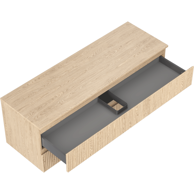 Mexen Rivel koupelnová skříňka pod umyvadlo 140 cm s deskou, 2 zásuvky, drážkovaná, dub - 91A20-14047-2-BFFC81