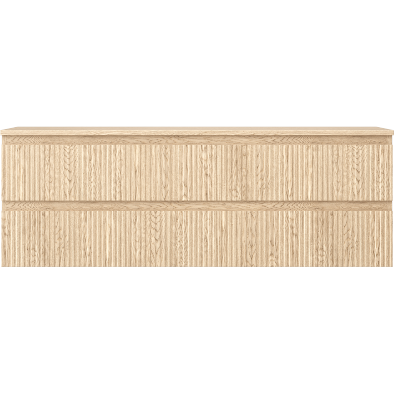 Mexen Rivel koupelnová skříňka pod umyvadlo 140 cm s deskou, 2 zásuvky, drážkovaná, dub - 91A20-14047-2-BFFC81