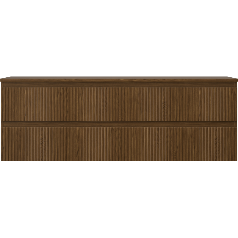 Mexen Rivel koupelnová skříňka pod umyvadlo 140 cm s deskou, 2 zásuvky, drážkovaná, ořech - 91A20-14047-2-BFFC86