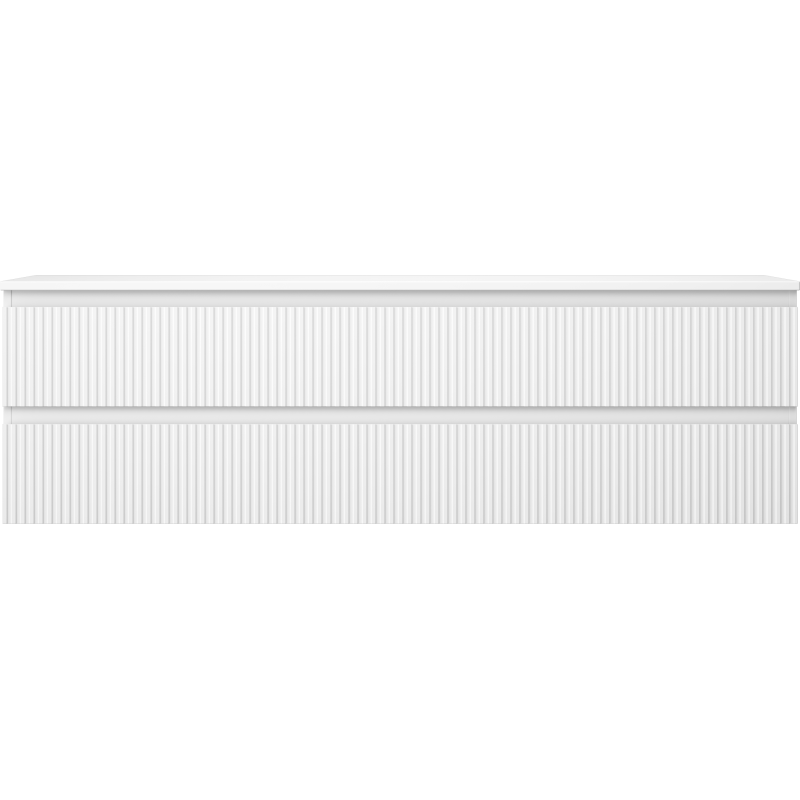 Mexen Rivel koupelnová skříňka pod umyvadlo 160 cm s deskou, 2 zásuvky, rýhovaná, bílá mat - 91A20-16047-2-BFFC01