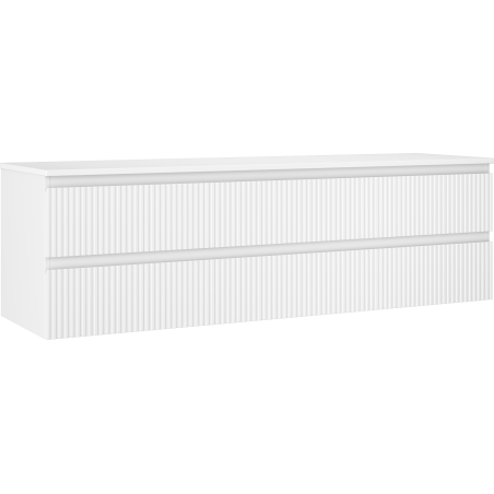 Mexen Rivel koupelnová skříňka pod umyvadlo 160 cm s deskou, 2 zásuvky, rýhovaná, bílá mat - 91A20-16047-2-BFFC01