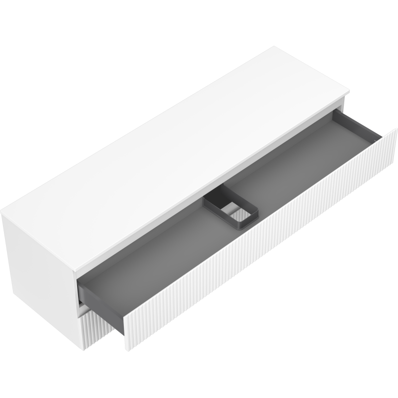 Mexen Rivel koupelnová skříňka pod umyvadlo 160 cm s deskou, 2 zásuvky, rýhovaná, bílá mat - 91A20-16047-2-BFFC01