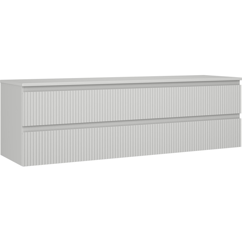 Mexen Rivel koupelnová skříňka pod umyvadlo 160 cm s deskou, 2 zásuvky, drážkovaná, šedá mat - 91A20-16047-2-BFFC62