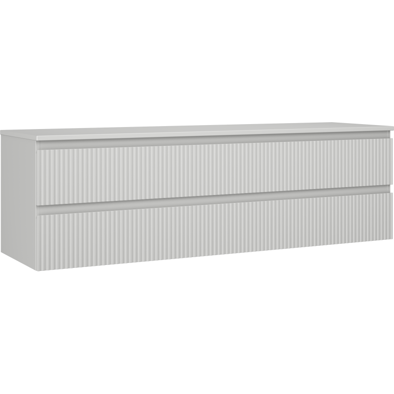 Mexen Rivel koupelnová skříňka pod umyvadlo 160 cm s deskou, 2 zásuvky, drážkovaná, šedá matná - 91A20-16047-2-BFFC62