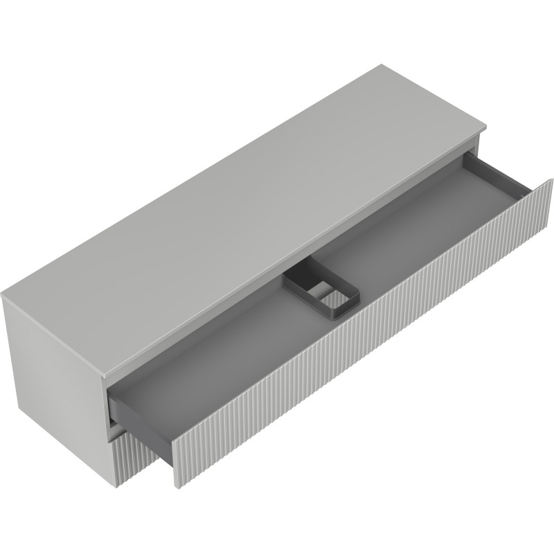 Mexen Rivel koupelnová skříňka pod umyvadlo 160 cm s deskou, 2 zásuvky, drážkovaná, šedá mat - 91A20-16047-2-BFFC62