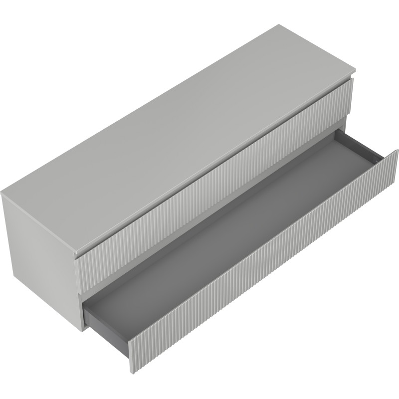 Mexen Rivel koupelnová skříňka pod umyvadlo 160 cm s deskou, 2 zásuvky, drážkovaná, šedá mat - 91A20-16047-2-BFFC62
