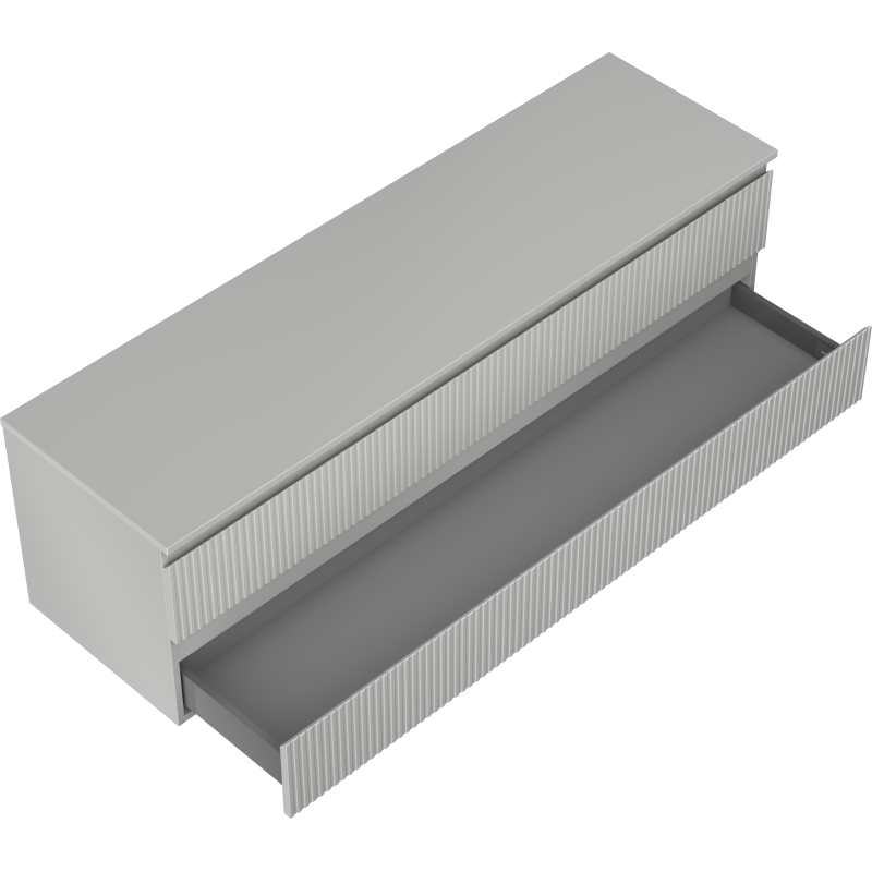 Mexen Rivel koupelnová skříňka pod umyvadlo 160 cm s deskou, 2 zásuvky, drážkovaná, šedá matná - 91A20-16047-2-BFFC62
