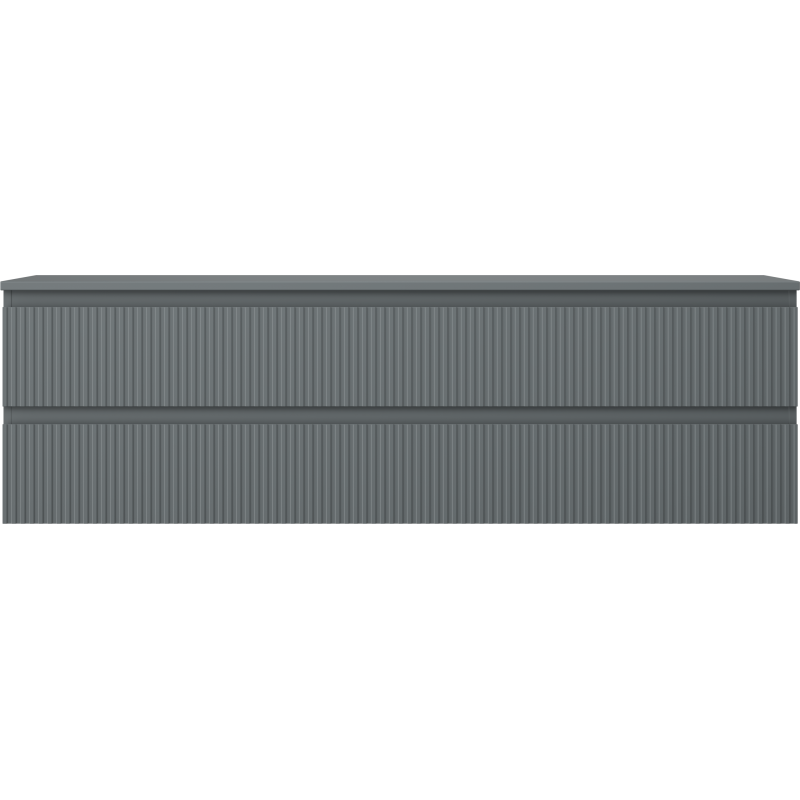 Mexen Rivel koupelnová skříňka pod umyvadlo 160 cm s deskou, 2 zásuvky, drážkovaná, matná grafitová - 91A20-16047-2-BFFC66
