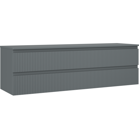 Mexen Rivel koupelnová skříňka pod umyvadlo 160 cm s deskou, 2 zásuvky, drážkovaná, matná grafitová - 91A20-16047-2-BFFC66