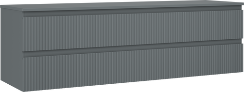 Mexen Rivel koupelnová skříňka pod umyvadlo 160 cm s deskou, 2 zásuvky, drážkovaná, matná grafitová - 91A20-16047-2-BFFC66