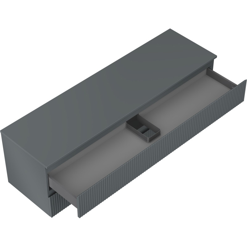 Mexen Rivel koupelnová skříňka pod umyvadlo 160 cm s deskou, 2 zásuvky, rýhovaná, grafit mat - 91A20-16047-2-BFFC66