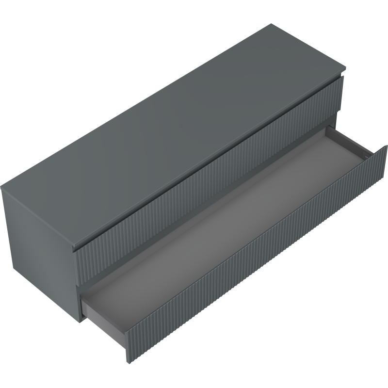 Mexen Rivel koupelnová skříňka pod umyvadlo 160 cm s deskou, 2 zásuvky, drážkovaná, matná grafitová - 91A20-16047-2-BFFC66