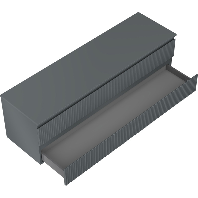 Mexen Rivel koupelnová skříňka pod umyvadlo 160 cm s deskou, 2 zásuvky, rýhovaná, grafit mat - 91A20-16047-2-BFFC66