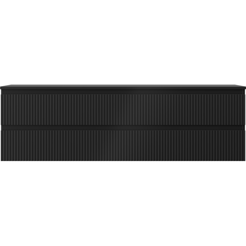 Mexen Rivel koupelnová skříňka pod umyvadlo 160 cm s deskou, 2 zásuvky, drážkovaná, černá mat - 91A20-16047-2-BFFC71