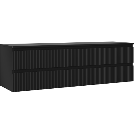 Mexen Rivel koupelnová skříňka pod umyvadlo 160 cm s deskou, 2 zásuvky, drážkovaná, černá mat - 91A20-16047-2-BFFC71