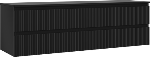 Mexen Rivel koupelnová skříňka pod umyvadlo 160 cm s deskou, 2 zásuvky, drážkovaná, černá mat - 91A20-16047-2-BFFC71