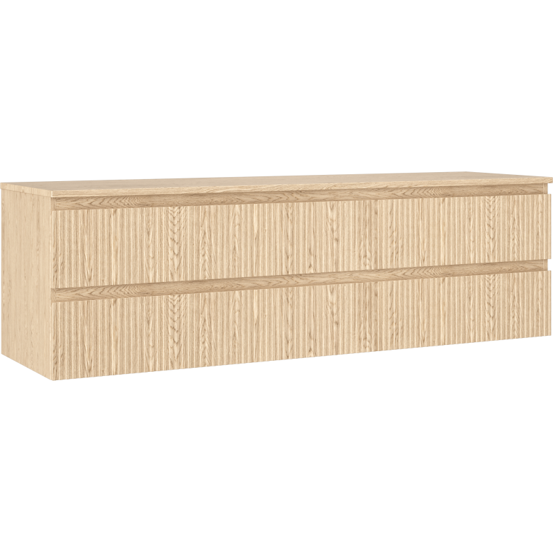 Mexen Rivel koupelnová skříňka pod umyvadlo 160 cm s deskou, 2 zásuvkami, drážkovaná, dub - 91A20-16047-2-BFFC81