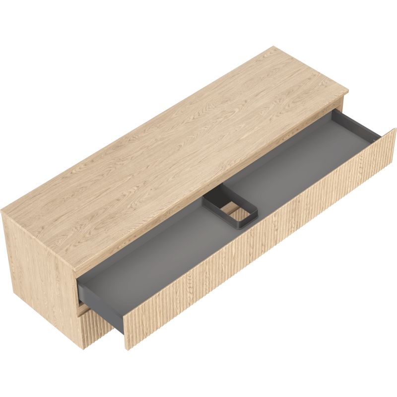 Mexen Rivel koupelnová skříňka pod umyvadlo 160 cm s deskou, 2 zásuvkami, drážkovaná, dub - 91A20-16047-2-BFFC81