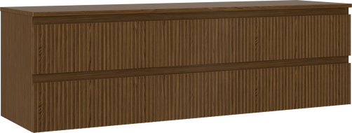 Mexen Rivel koupelnová skříňka pod umyvadlo 160 cm s deskou, 2 zásuvky, drážkovaná, ořech - 91A20-16047-2-BFFC86