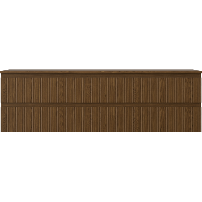 Mexen Rivel koupelnová skříňka pod umyvadlo 160 cm s deskou, 2 zásuvky, drážkovaná, ořech - 91A20-16047-2-BFFC86