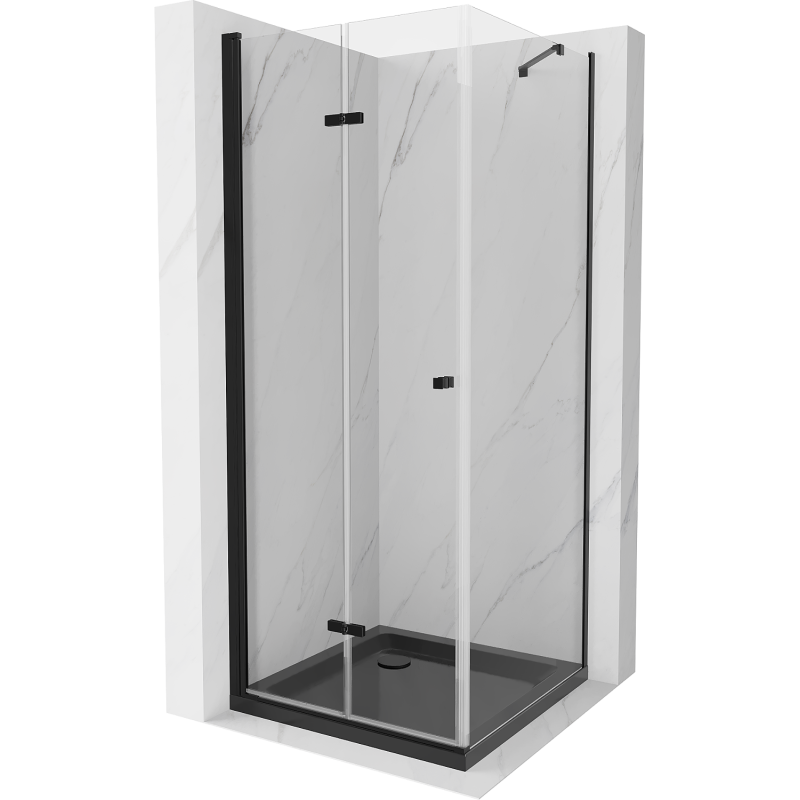 Mexen Lima skládací sprchový kout 80 x 80 cm, transparentní, černý + Flat vanička, černá - 856-080-080-70-00-4070B