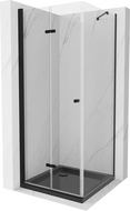 Mexen Lima skládací sprchový kout 80 x 80 cm, transparentní, černý + Flat vanička, černá - 856-080-080-70-00-4070B