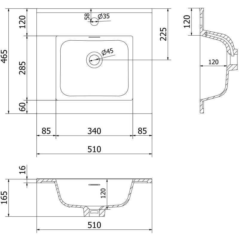 Mexen Orio koupelnová skříňka 50 cm s umyvadlem Otis, 1 zásuvka, grafit mat/bílá mat - 91A10-05023-1-BF66-W18M01