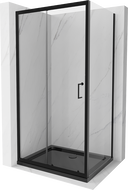 Mexen Apia sprchový kout posuvný 130 x 70 cm, transparentní, černý + vanička Flat, černá - 840-130-070-70-00-4070B