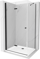 Mexen Lima skládací sprchový kout 120 x 70 cm, transparentní, černá + vanička Flat, bílá - 856-120-070-70-00-4010B