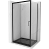 Mexen Apia sprchový kout posuvný 110 x 90 cm, průhledný, černý + vanička Flat, černá - 840-110-090-70-00-4070B