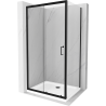 Mexen Apia rozsouvací sprchový kout 130 x 90 cm, Průhledné, Černá + sprchová vanička Flat, Bílá- 840-130-090-70-00-4010B