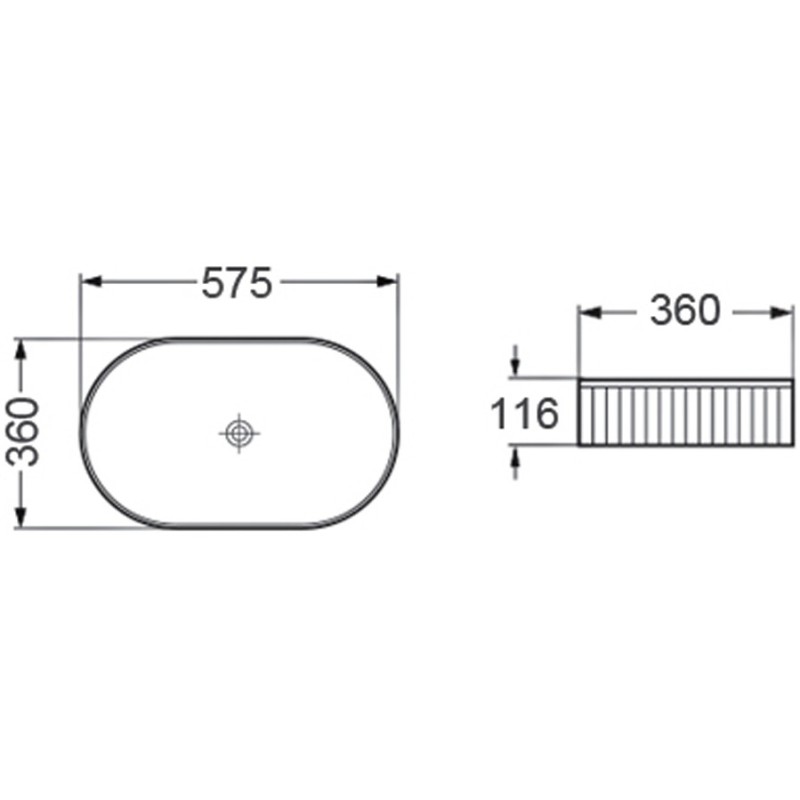 Mexen Grovo umyvadlo na desku drážkované 57 x 36 cm, černá mat - 22305785