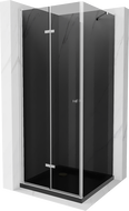 Mexen Lima skládací sprchový kout 80 x 80 cm, grafitová, chrom + sprchová vanička Flat, černá - 856-080-080-01-40-4070