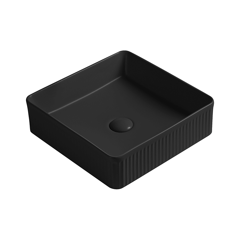 Mexen Grovo umyvadlo na desku ryhované 37 x 37 cm, černá mat - 22303785