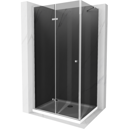 Mexen Lima skládací sprchový kout 70 x 120 cm, grafit, chrom + sprchová vanička Flat, bílá - 856-070-120-01-40-4010