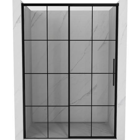 Mexen Rox sprchové dveře posuvné levé 145 cm, černá mřížka, černé - 8C2-145-000-70-77-L