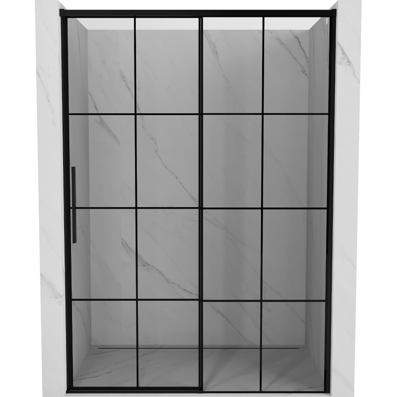 Mexen Rox pravé posuvné sprchové dveře 150 cm, černá mřížka, černé - 8C2-150-000-70-77-P