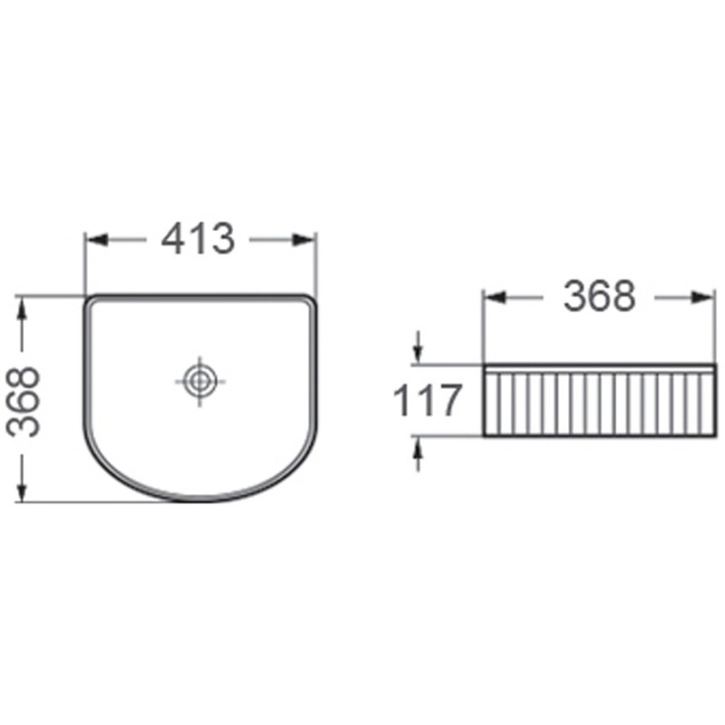 Mexen Grovo žebrované umyvadlo na desku 41 x 36 cm, bílá - 22304200