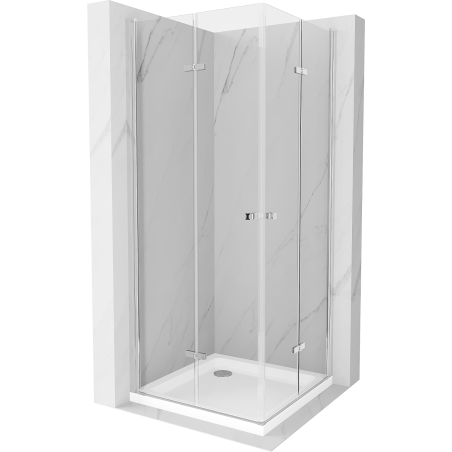 Mexen Lima Duo skládací sprchová kabina 90 x 90 cm, transparentní, chrom + vanička Flat - 856-090-090-01-02-4010