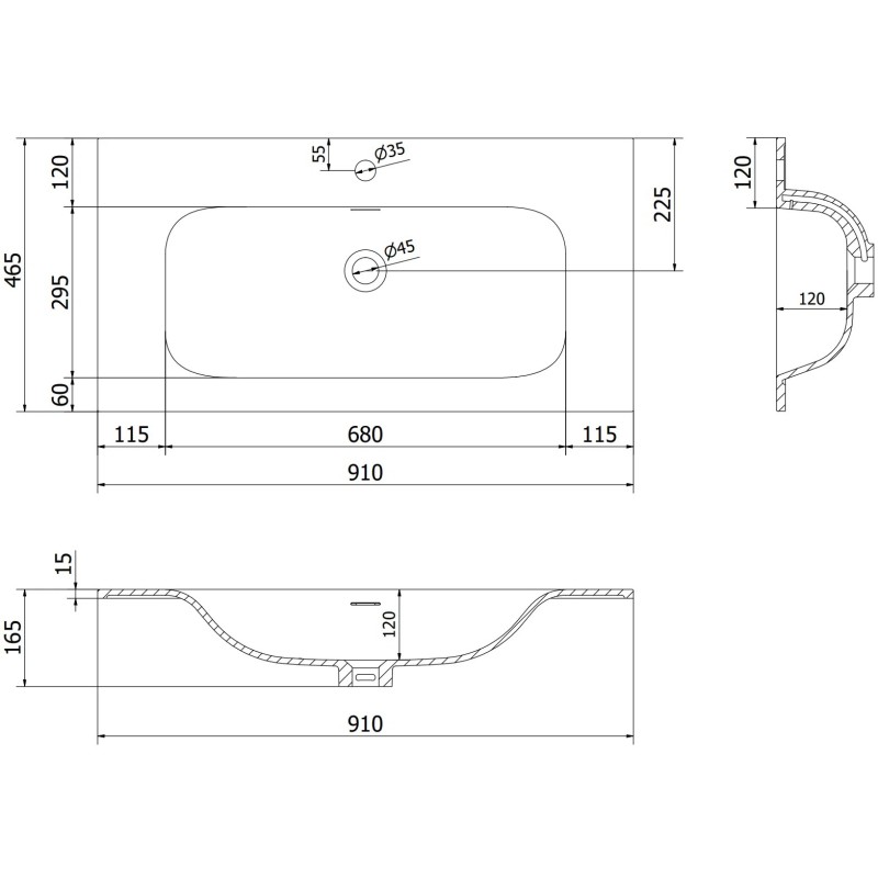 Mexen Orio koupelnová skříňka 90 cm s umyvadlem Vela, 1 zásuvka, černý lesk/černý mat - 91A10-09023-1-BF70-W23M71