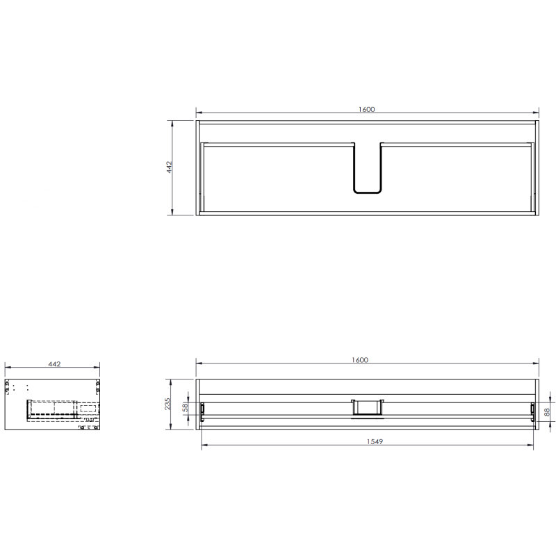 Mexen Orio koupelnová skříňka 160 cm s umyvadlem Vela, 1 zásuvka, šedá mat/bílá mat - 91A10-16023-1-BF62-W23M01
