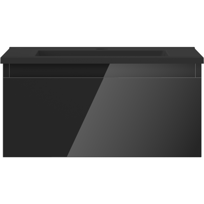 Mexen Orio koupelnová skříňka 50 cm s umyvadlem Otis, 1 zásuvka, černý lesk/černý mat - 91A10-05023-1-BF70-W18M71